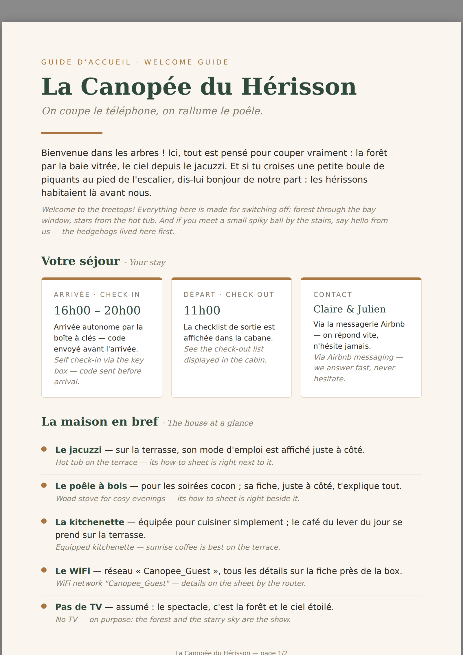 Guide d'accueil imprimé